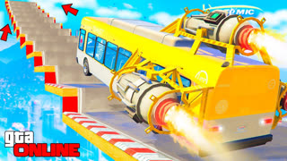 GTA 5 - КАК ДАЛЕКО СМОЖЕТ РЕАКТИВНЫЙ АВТОБУС ЗАБРАТЬСЯ ПО СТУПЕНЬКАМ ЛЕСТНИЦЫ? - ЭКСПЕРИМЕНТЫ В ГТА 5 ОНЛАЙН